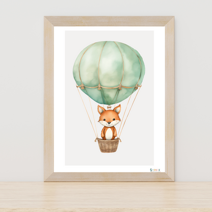 Poster - Vos in luchtballon