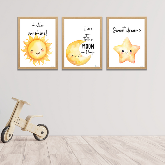 Posterset - Zon, maan, ster