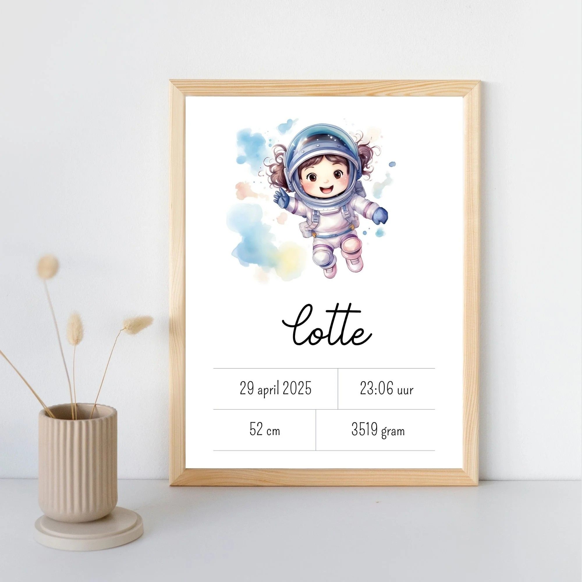 Geboorteposter | Astronaut, meisje